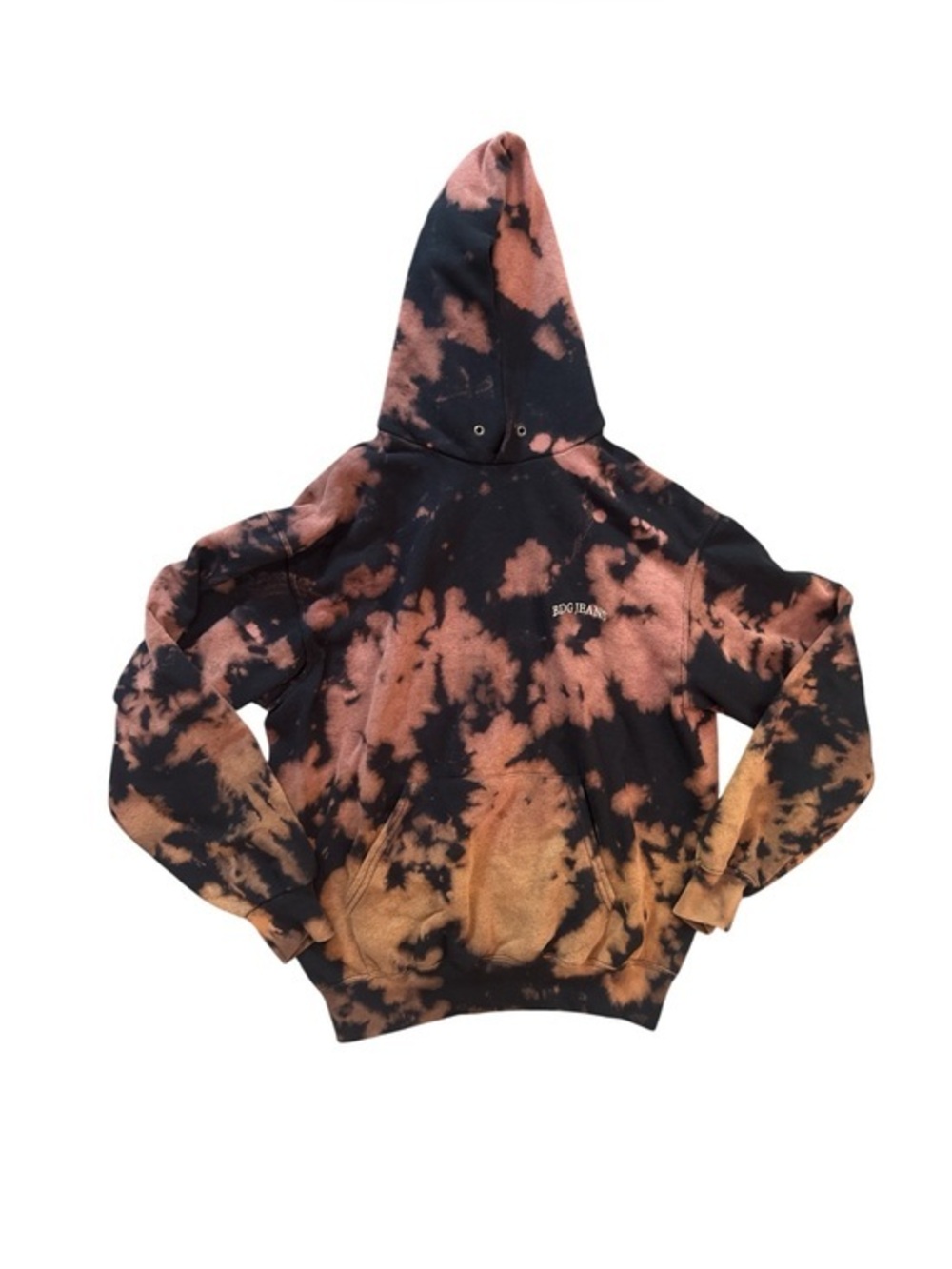 BDG Black & Rust Tie-Dye Hoodie Pullover Mens Size Small Skater Grunge Casual